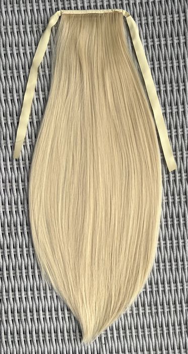 Premium Ultra włosy doczepiane, jasny blond, kucyk, treska