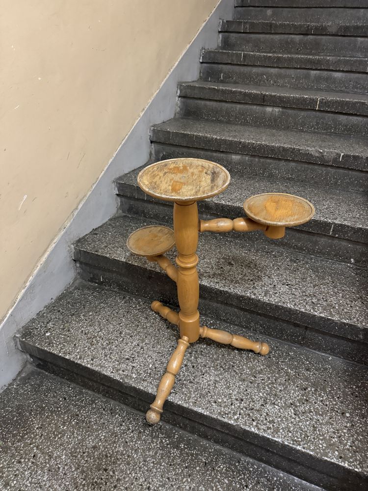 drewniany kwietnik vintage prl