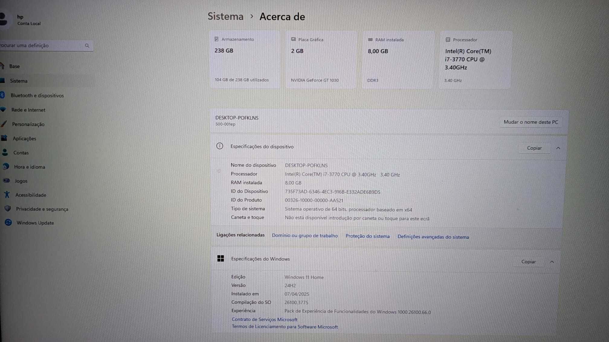 Computador HP Pavilion 500 i7-3770, 8 GB Ram, 256 GB SSD, Asus GT 1030