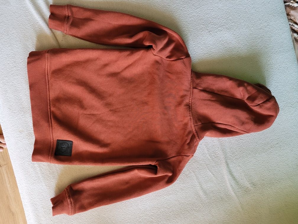 Bluza z kieszenią kangur i kapturem, piękny ceglany kolor r.116