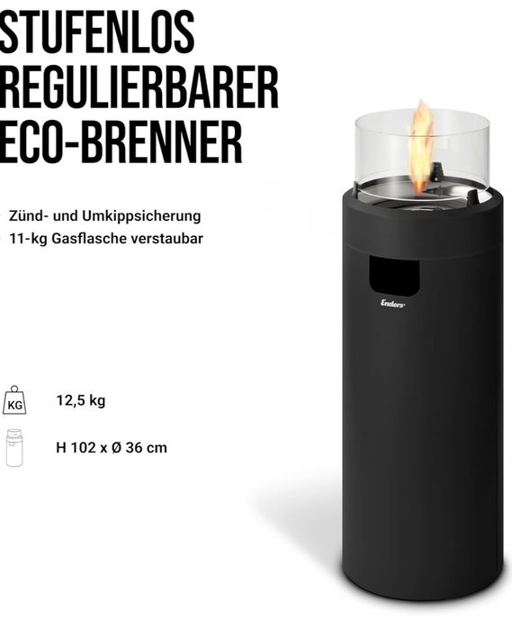 Enders Nova Led L Palenisko, Czarny/Srebrny, kominek gazowy