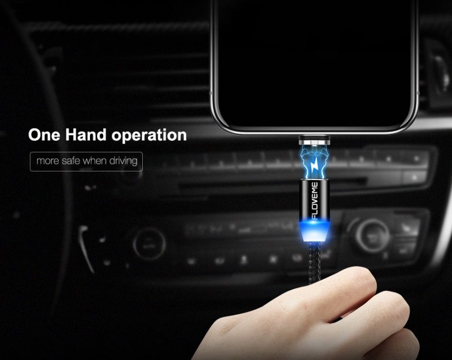 Kabel Magnetyczny LED microUSB,USB Type-C, iPhone