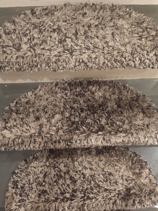 Nakladki na schody dywaniki Shaggy grube szare popiel czarny