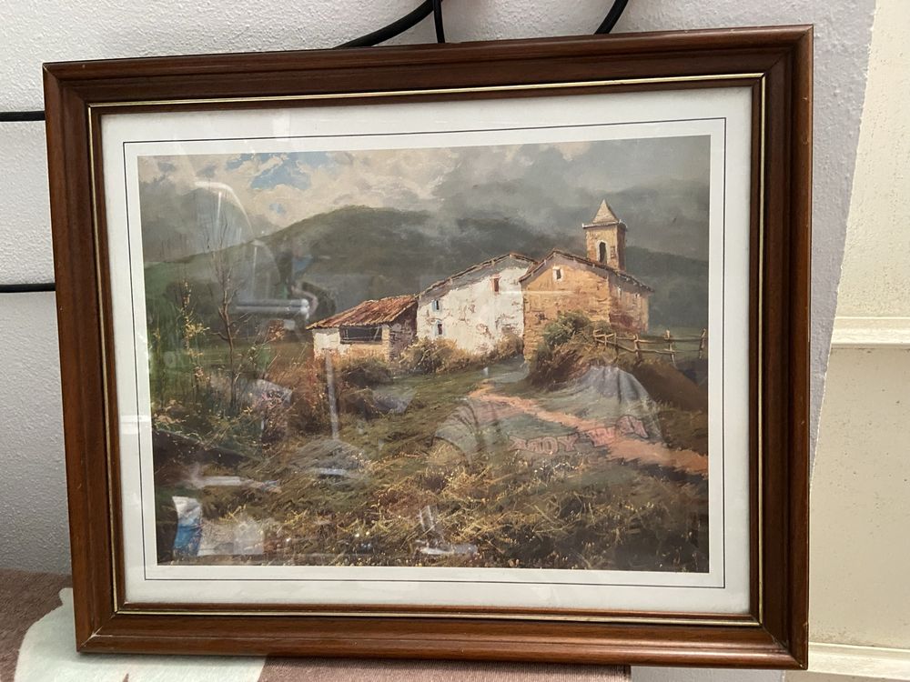 Quadro medio moldura a volta em castanho