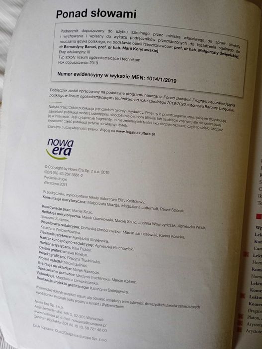 Podręcznik język polski klasa 1 część 1 liceum technikum Ponad słowami