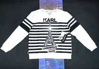 KARL LAGERFELD Oryginalna Damska Bluza w Paski Wieza Eiffla Eiffel