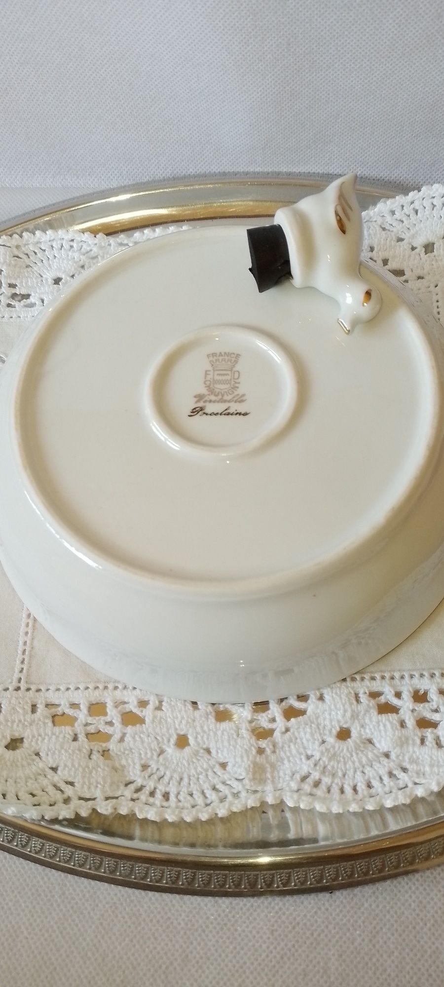 Prato rechaud em porcelana francesa F. D. Chauvigny