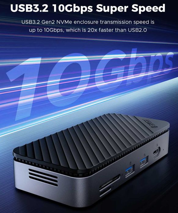 Док станция USB-С Hub Orico M2P7-BK 9-IN-1 SSD SD&TF RJ45 10Gbps
