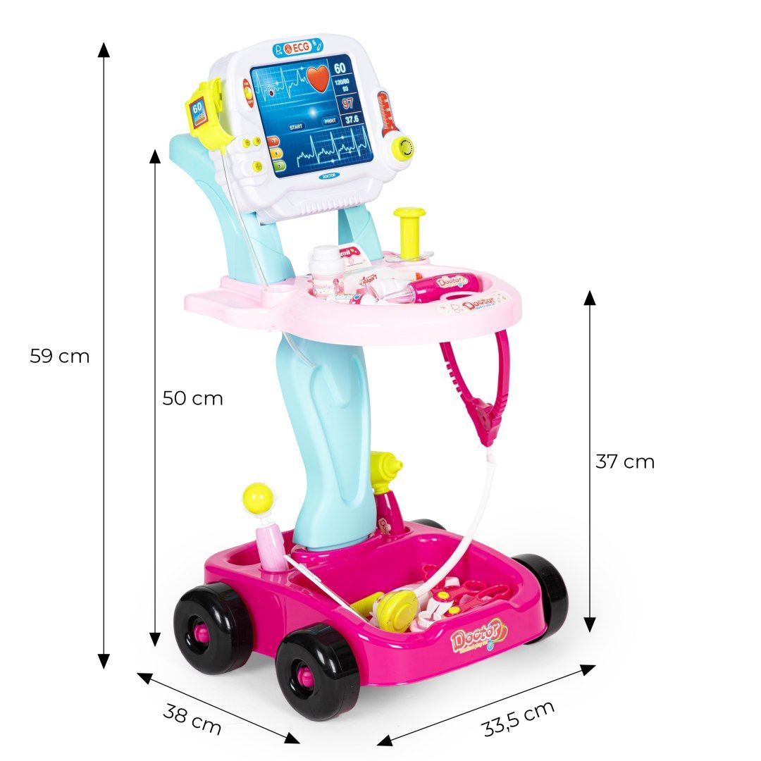 Zestaw doktora wózek 17 elementów dźwięki LED