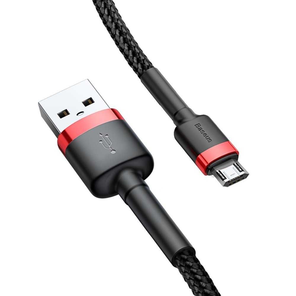 Kabel Nylonowy Baseus Cafule Micro-USB 2A czarny/czerwony 3m