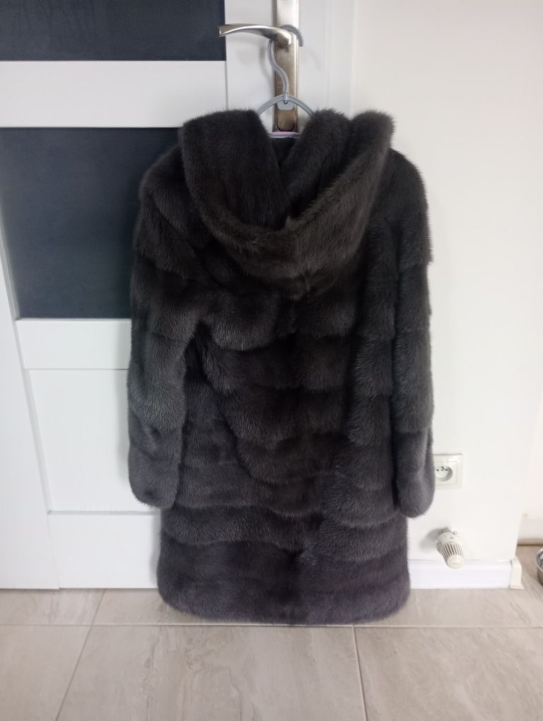 r. xs -s norki naturalne 3w1, transformers, płaszcz z norek, kaptur