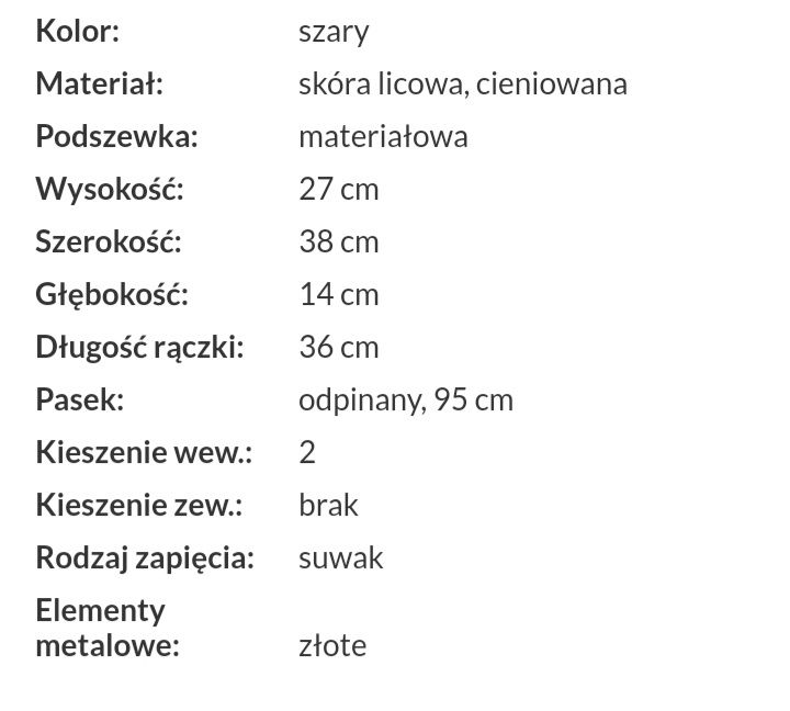 Torebka damska Venezia skóra naturalna
