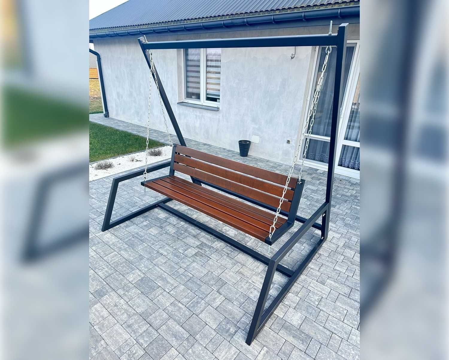 Huśtawka Ogrodowa LOFT PREMIUM wykonanie metal drewno Cała POLSKA