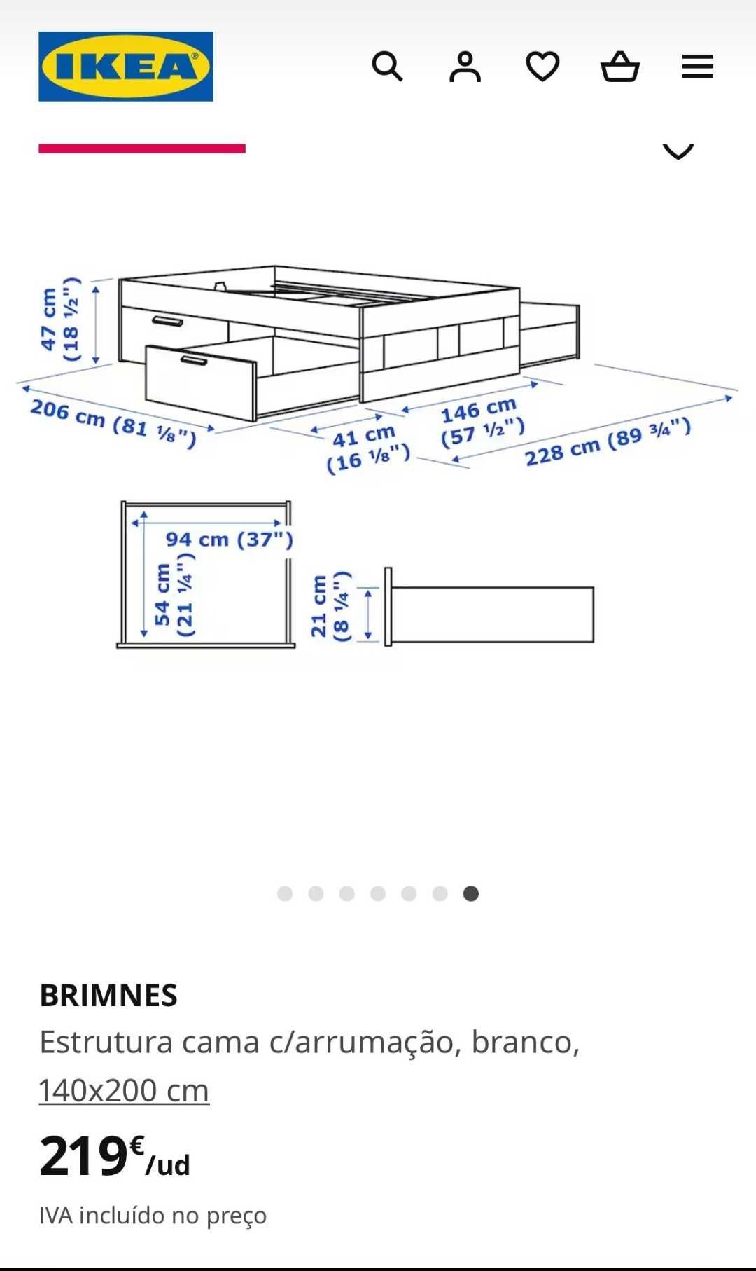 Colchão e Estrado de 1,40 x 2M Ikea + grátis a cama