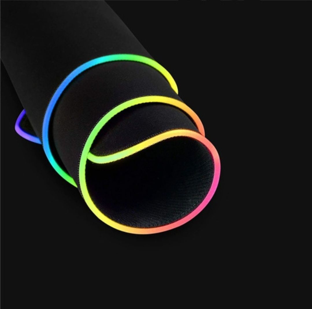 Podkładka Pod Myszkę Gamingowa LED RGB 35x25cm Na Biurko Czarna Kolory