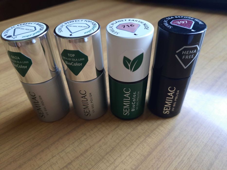 Lakier Hybrydowy Semilac + baza + top. Kolory nr 716 i 397