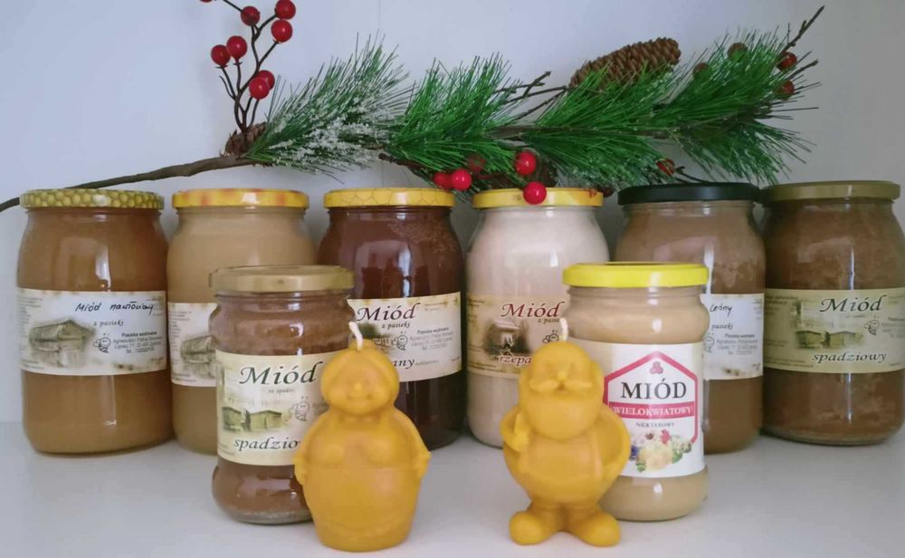Miód, świece z wosku pszczelego, zestawy prezentowe