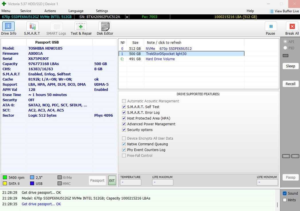 Жорсткий диск 500gb Toshiba Mobile L200 HDWJ105UZSVA 2.5" SATAII