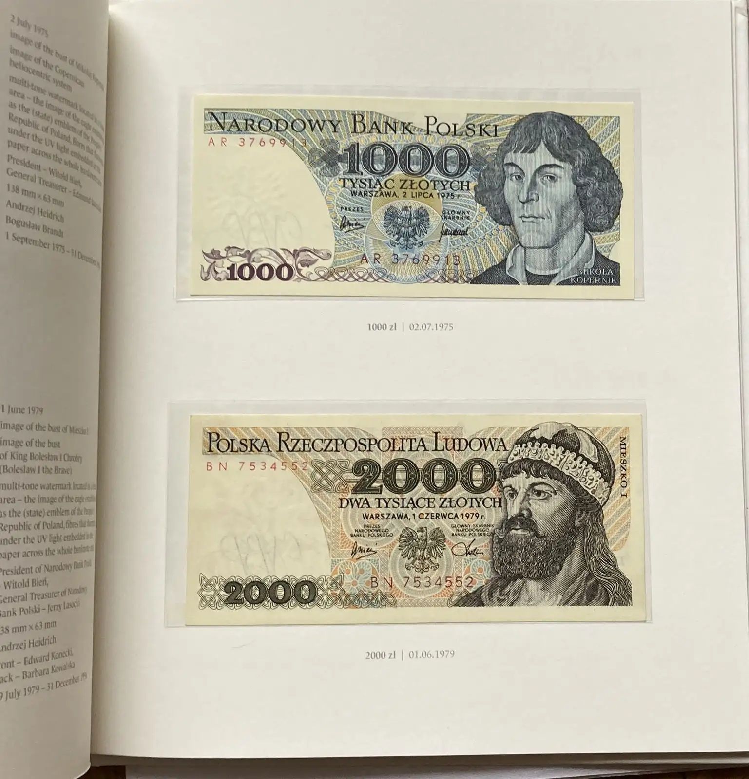 Album polskie banknoty obiegowe  1975r - 1996r.