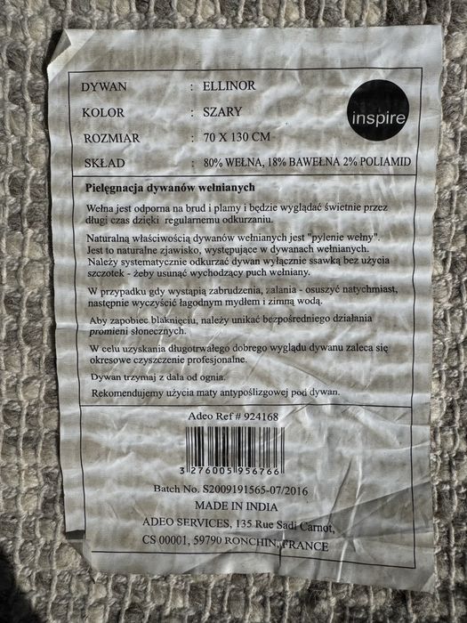 Dywan wełniany 70x130 cm, inspire, ellinor