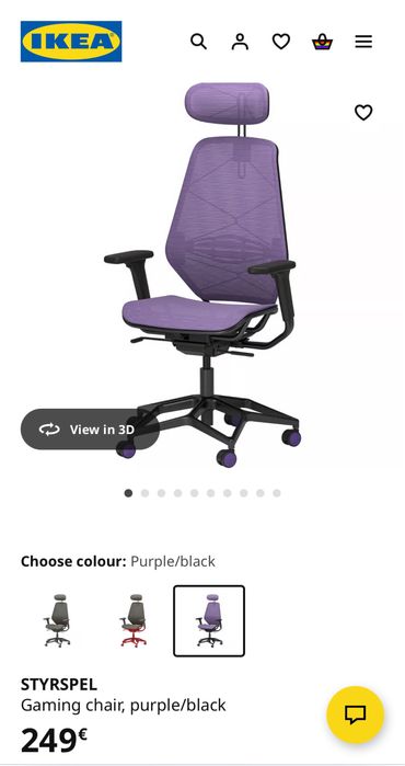 Cadeira Gaming IKEA STYRSPÄL – Roxa/Preta