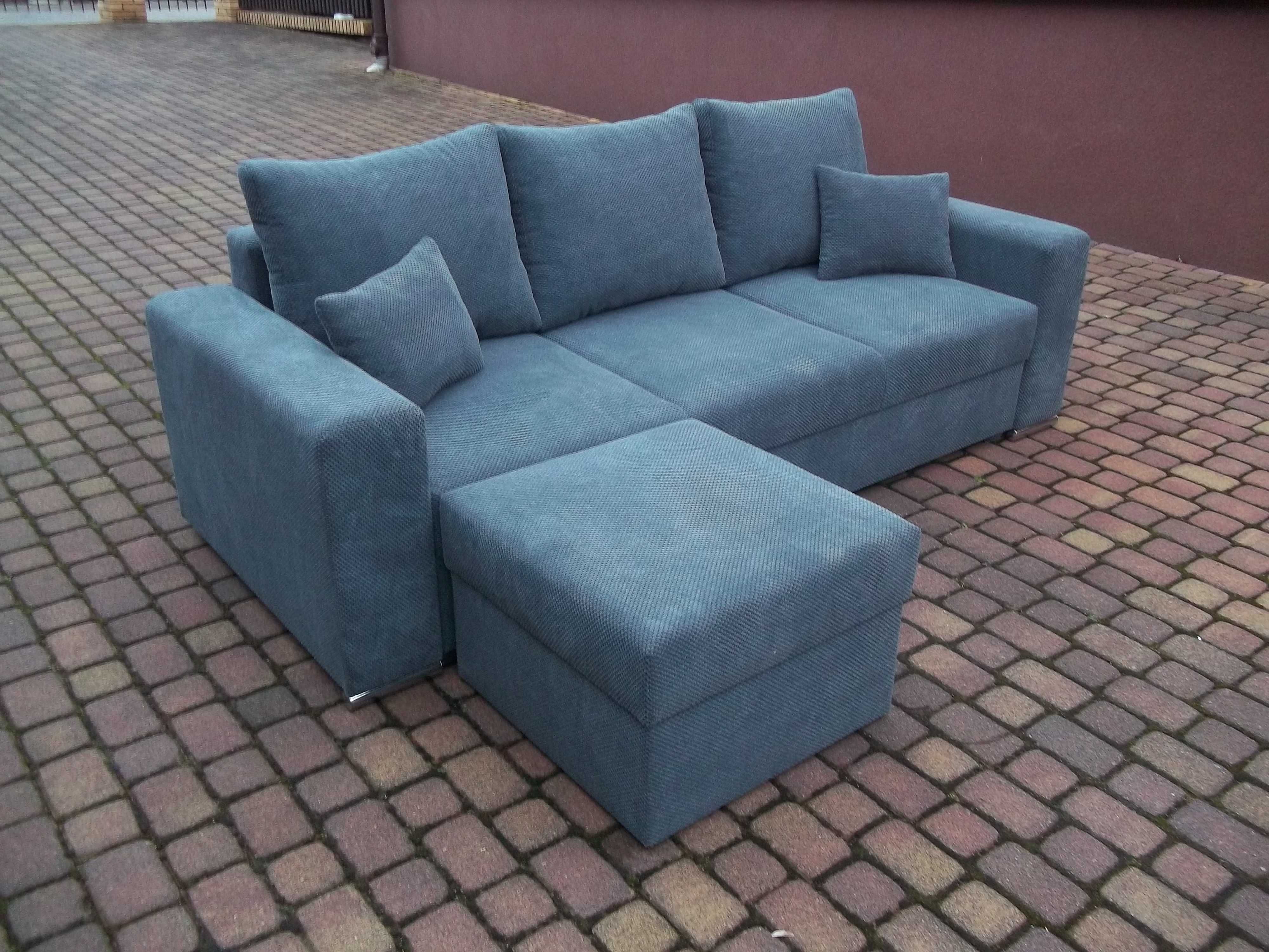 Sofa/kanapa+dostawiana pufa/narożnik-sprężyny bonel/szeroka pow spania