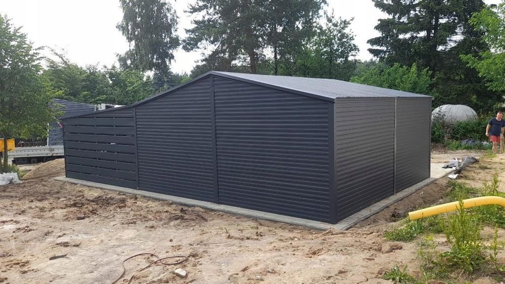 garaż blaszany z wiatą garaże drewnopodobne garaż