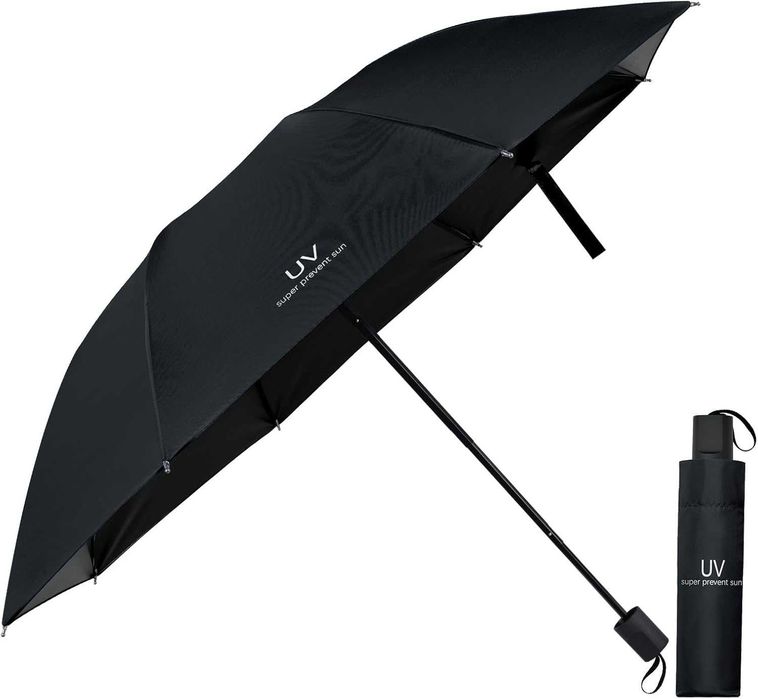 Parasol Wodoodporny UV 110 cm Składany 26,5 cm Czarny 1 Sztuka