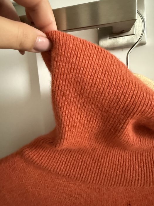 Sweter golf pomarańczowy ceglaty artigiano M wełna