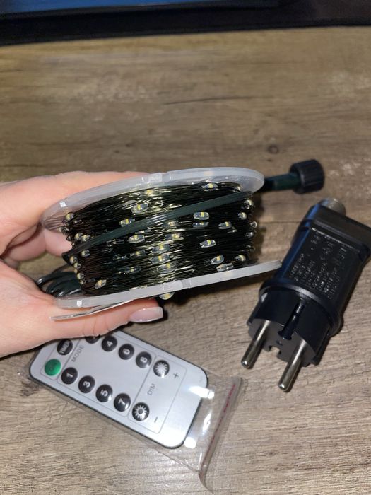 Гірлянда Роса на зеленому дроті, 100 м, тепле світло