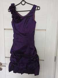 Elegancka sukienka fioletowa na studniówkę, wesele, koktajlowa S 36