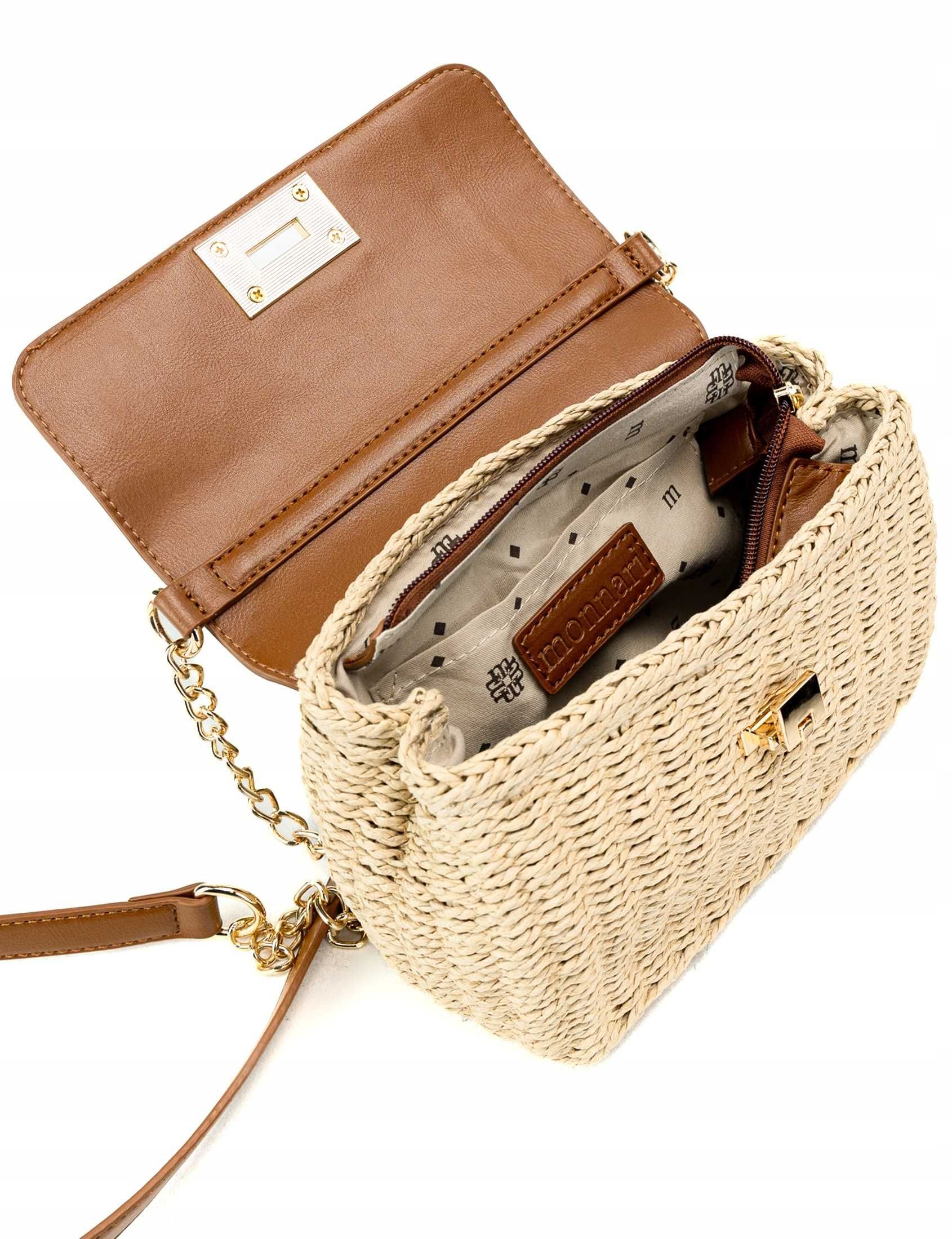 MONNARI Stylowa Torebka Damska Słomiana Koszyk Crossbody Lato Klapka