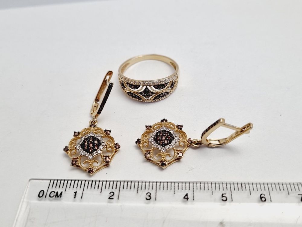 Золотые серьги и кольцо золоті сережки та кільце 19рр 585проба