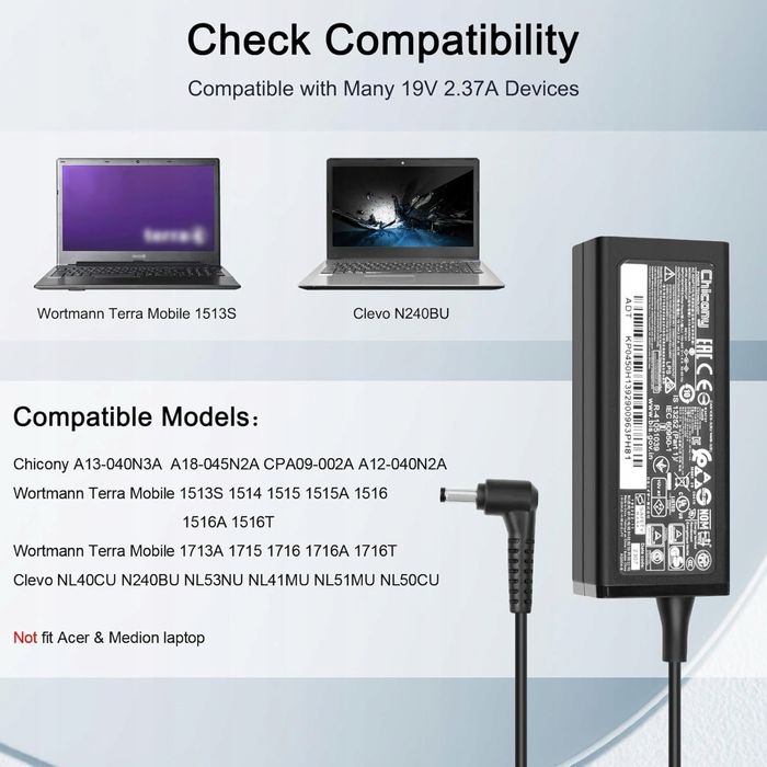 Ładowarka sieciowa 19V 45W 40W do Wortmann Terra Mobile