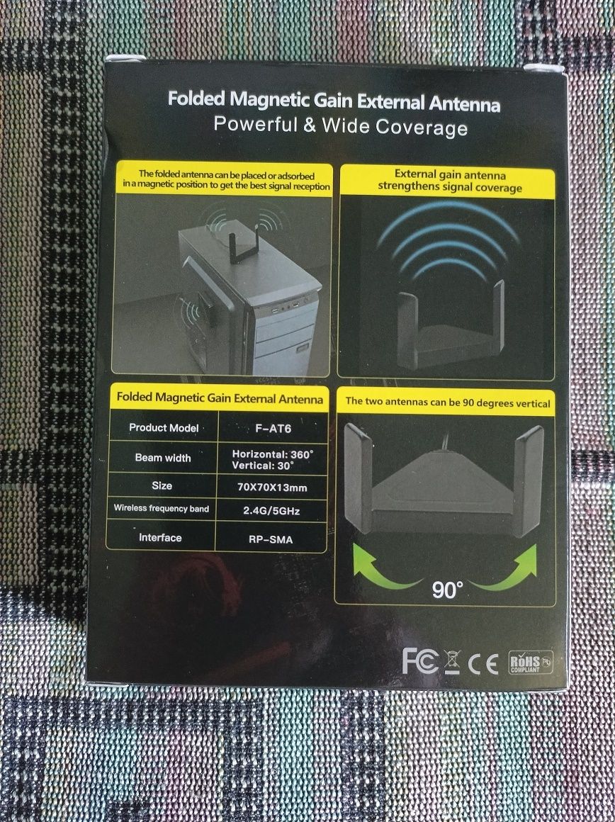 Магнітна дводіапазонна WiFi антена 2.4 ГГц та 5 ГГц