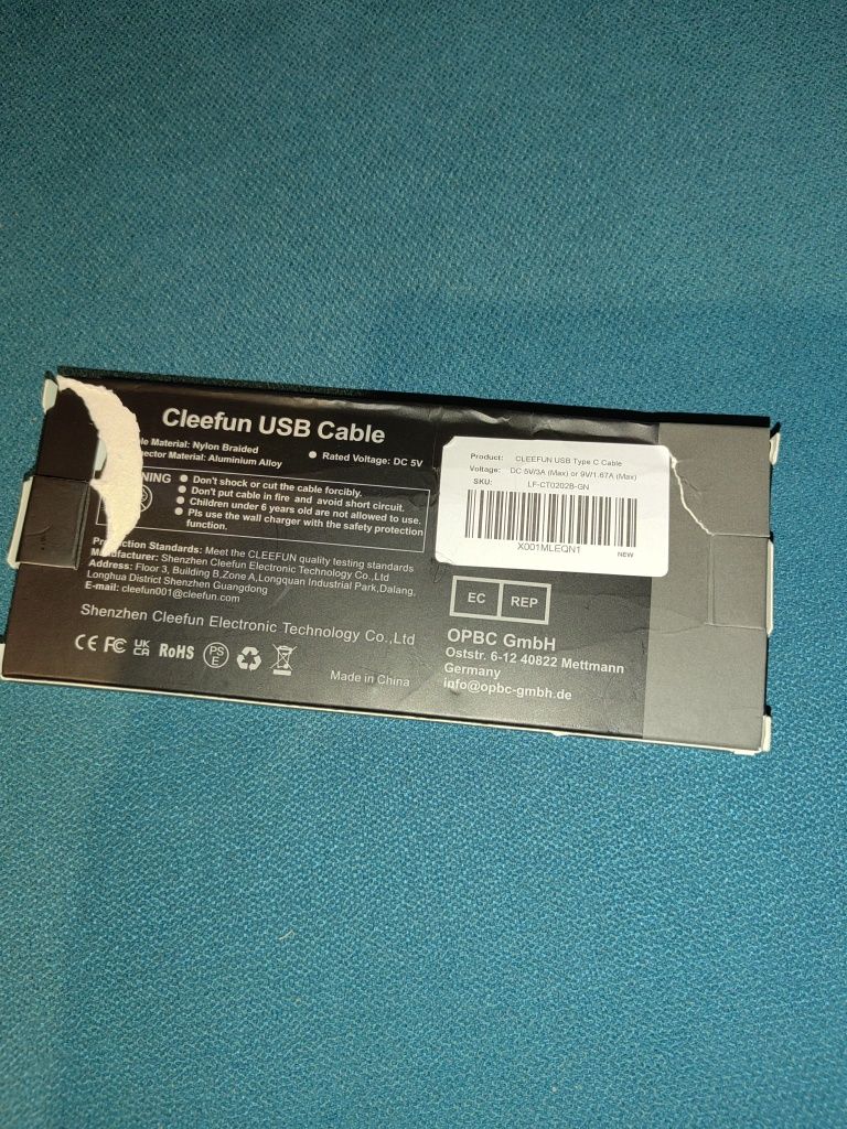 Cleefun USB C kabel USB 5v 1m