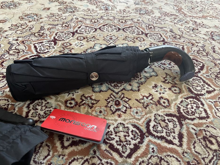 Обмен. Зонт складной Monsoon Umbrella, классический чёрный, автомат