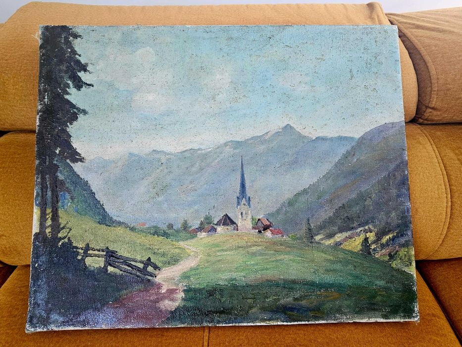 Stary obraz widok pejzaz landschaft 52×42