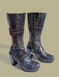 Botas femininas em couro azul escuro – estilo rock/gótico – tamanho 37
