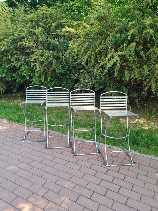 Hokery, stołki barowe, chromowane,Bauhaus,lata 80/90,mid-century