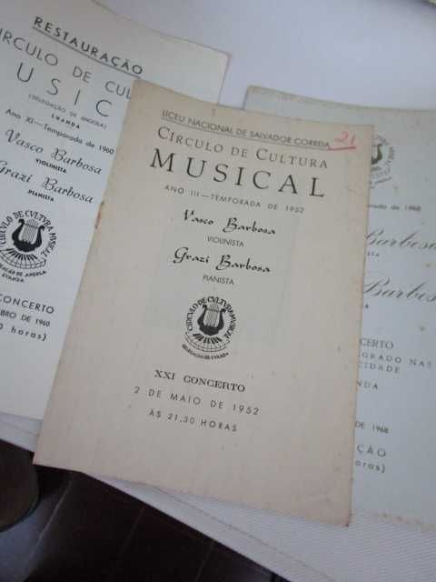 3 raros programas concerto musica classica Angola Vasco Grazi Barbosa