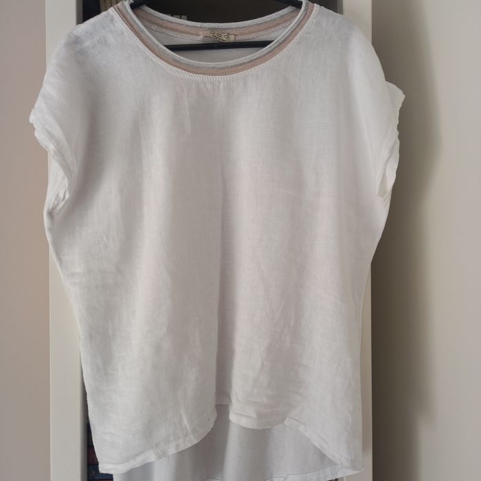 Biała bluzka len bawełna L / XL