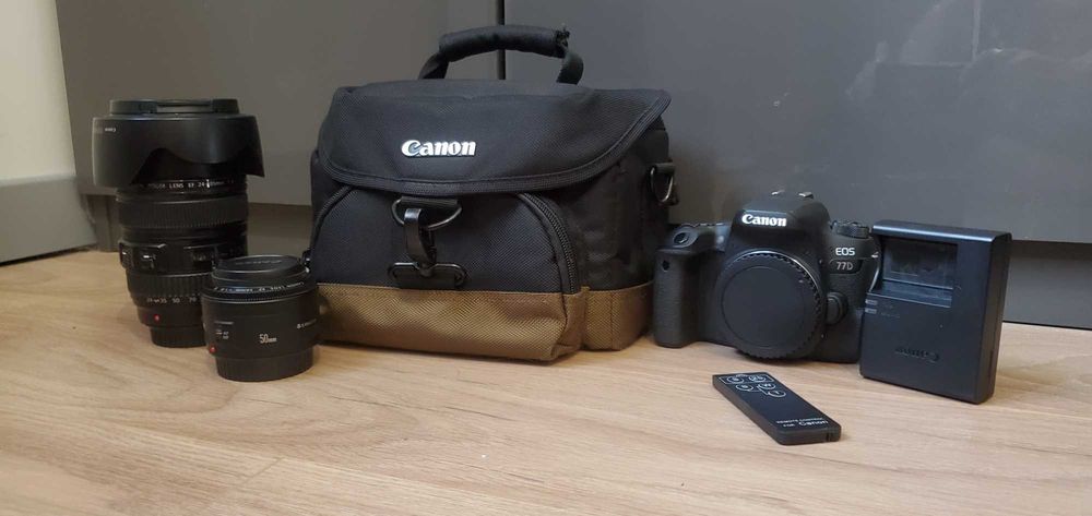 Aparat Canon 77D + canon EF 50mm 1.8 + Canon EF 24-105 L