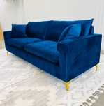 Sofa Kanapa welurowa Glamour Chabrowa Ciemny niebieski NOWA