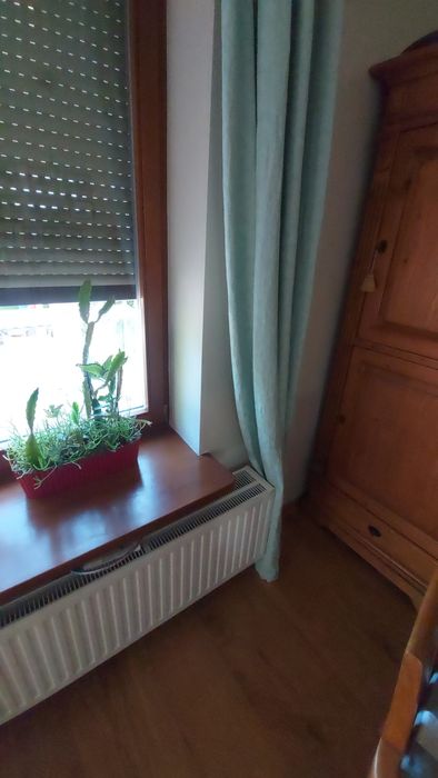 Elegancka, długa zasłona na przelotkach żakard cotton blue pastel