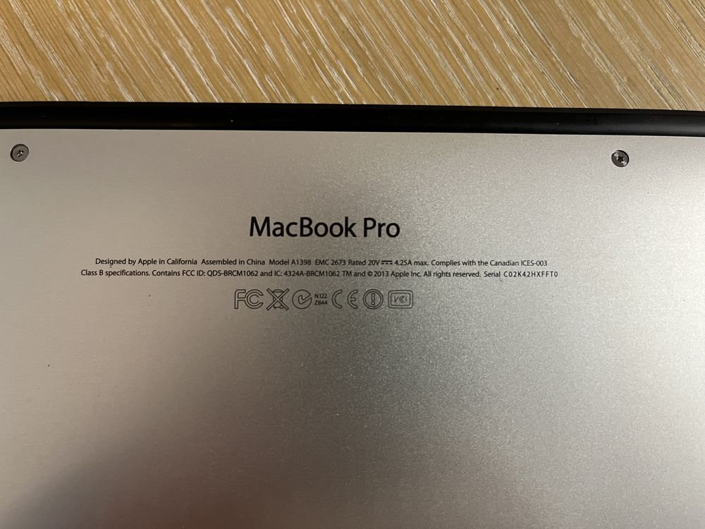 MacBook Pro Retina 15’ / Early 2013 / A1398