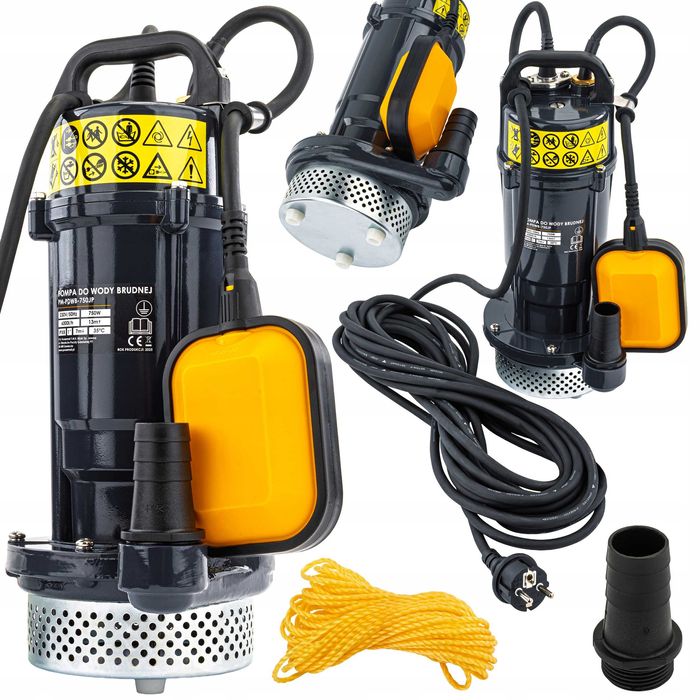 Pompa do wody czystej brudnej z pływakiem zatapialna 750w 6000 l/h 1"