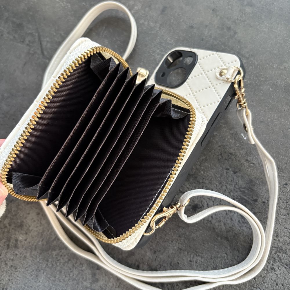 IPhone 15 etui case portfel kremowy