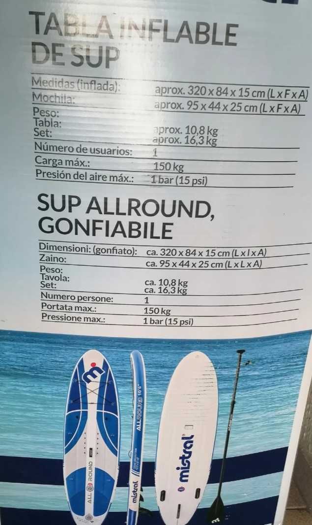 Prancha de paddle Mistral, quase nova