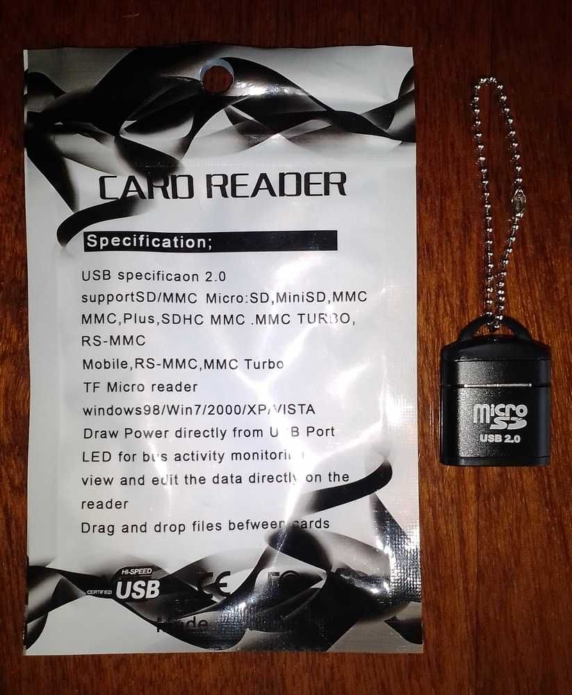 Новый картридер-брелок USB 2.0 Micro SD/Card Reader USB 2.0 Micro SD